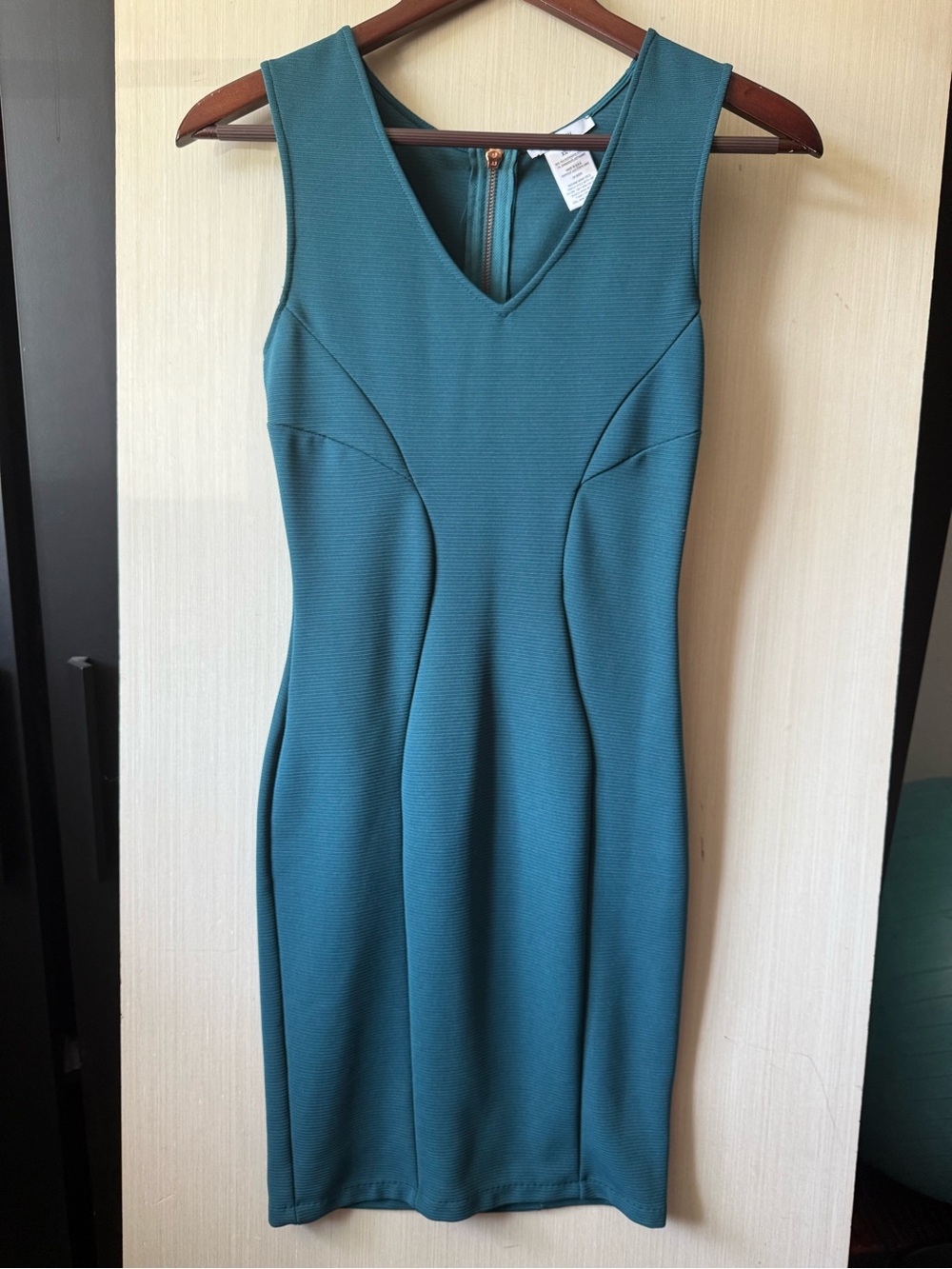 Bar III Sleeveless Teal V-Neck Sheath Dress